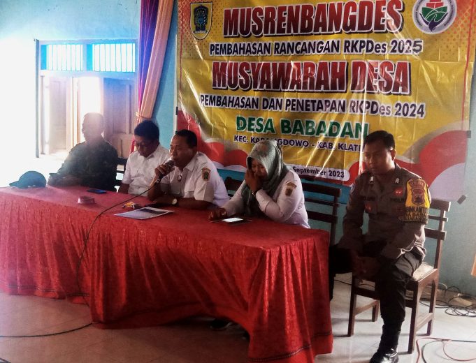 Musrenbangdes Rancangan RKPDes Tahun Anggaran 2025 Dan Musdes Penetapan RKPDes Tahun 2024 Desa Babadan