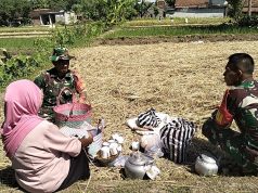 Dukung Program Pemerintah Untuk Ketahanan Pangan Nasional, Babinsa Koramil Klaten Utara Sosialisasikan Serapan Gabah Kering