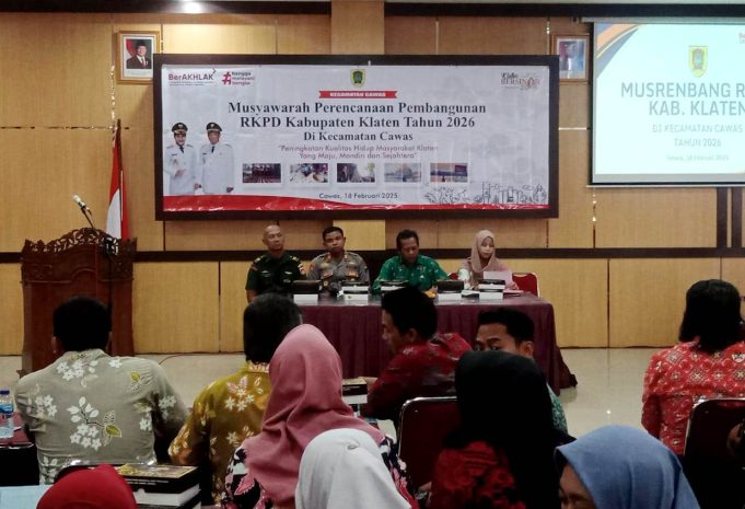 Musyawarah Perencanaan Pembangunan (Musrenbang )RKPD Kabupaten Klaten Tahun DIgelar DI Kecamatan Cawas.