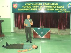 Kodim 0723/Klaten Gelar Penyuluhan Kesehatan Tentang Bantuan Hidup Dasar (BHD)