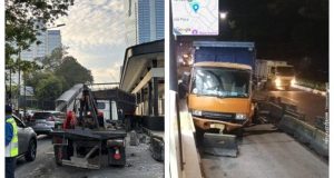 Kecelakaan Di Jalan Gatot Subroto arah Pancoran, Jakarta Selatan pada Jumat (20/6/2025).