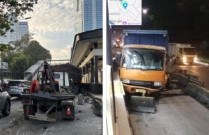 Kecelakaan Di Jalan Gatot Subroto arah Pancoran, Jakarta Selatan pada Jumat (20/6/2025).