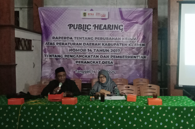 Anggota DPRD Kabupaten Klaten Gelar Public Hearing Pengangkatan Dan Pemberhentian Perangkat Desa.