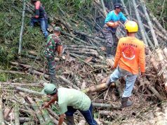 Babinsa Desa Bero Klaten Bersama Relawan Dan Warga Gelar Karya Bakti Evakuasi Rumpun Bambu Di Sungai Cino