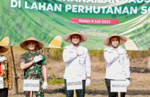 Dandim 0723/Klaten Hadiri Penanaman Jagung Serentak Kuartal III Di Lahan Perhutanan Sosial Desa Krakitan