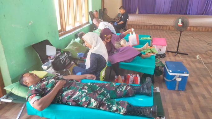 Koramil 22 Wonosari Sukseskan Donor Darah Peringatan Hari Jadi Klaten Ke-221 Dan HUT Ke-80 RI