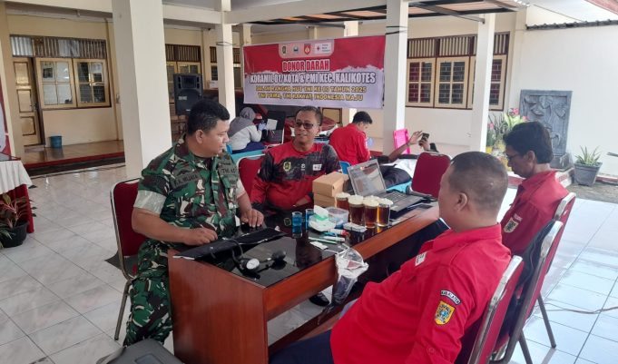 Wujud Kepedulian, Koramil Kota Klaten Gelar Donor Darah Bersama PMI Kalikotes