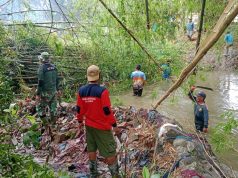Antisipasi Banjir Babinsa Koramil Jogonalan Bersama Warga Bersihan Bantaran Sungai Desa Pakahan