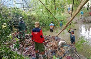 Antisipasi Banjir Babinsa Koramil Jogonalan Bersama Warga Bersihan Bantaran Sungai Desa Pakahan