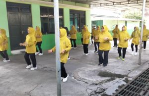 Jaga Kebugaran, Persit Koramil Wonosari Gelar Senam Aerobik