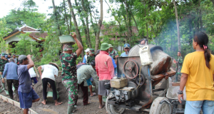 TMMD Sengkuyung Tahap IV Kodim 0723/Klaten Bangun Jalan Beton Di Desa Kaligayam