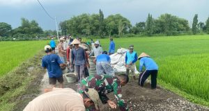 Gotong Royong Betonisasi Jalan Desa, Wujud Kemanunggalan TNI Dan Rakyat Di Gombang Cawas Klaten